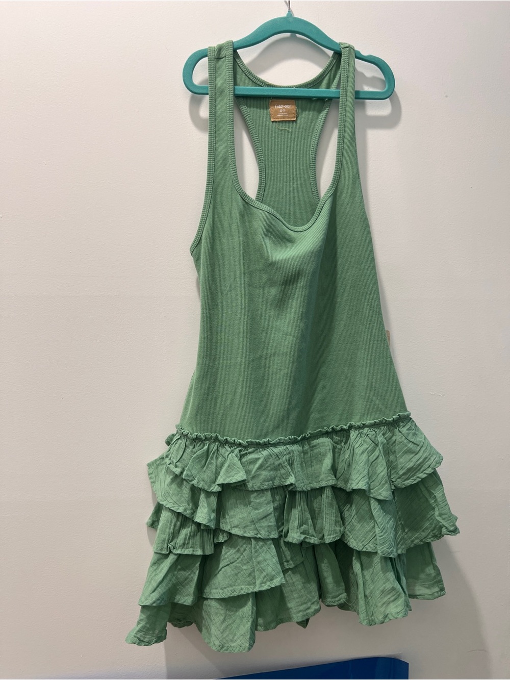 New❤️Free people free est Green Ruffle Tank Dress romper XS